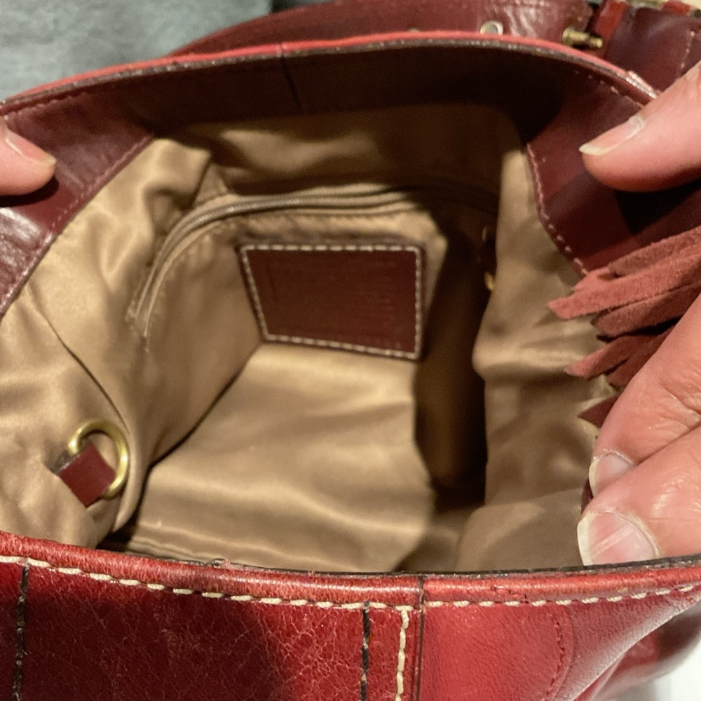Coach Red Leather Shoulder Bag with Gold Accents - Picture 3 of 4
